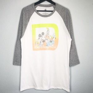 Disney Parks Shirt Mickey Mouse Donald Duck Goofy Pluto Retro Raglan Large New